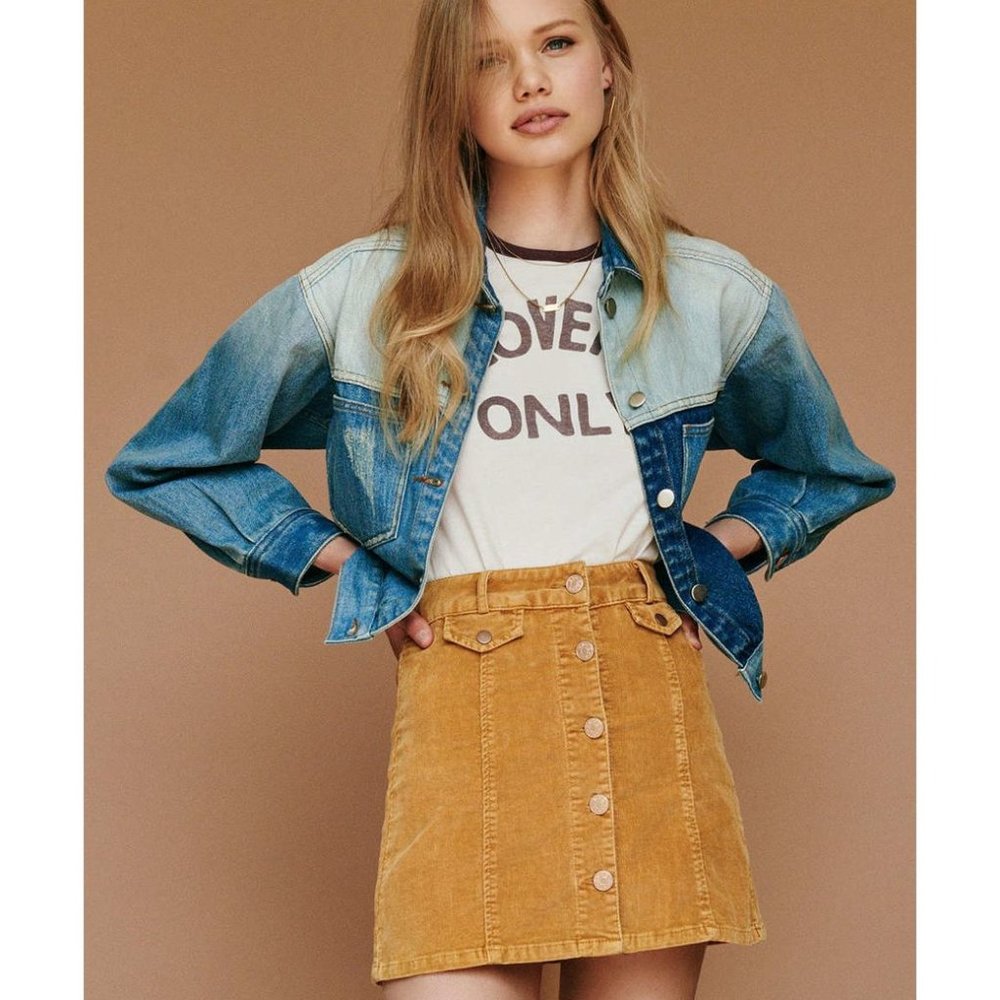 Urban Outfitters BDG Corduroy Button-front Mini Skirt in Yellow